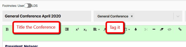 General Conference Collection Note