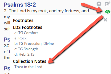 Access collection notes from verses