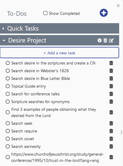 Desire project list