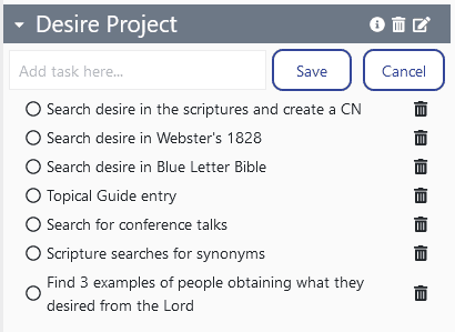 Initial list of tasks for desire project