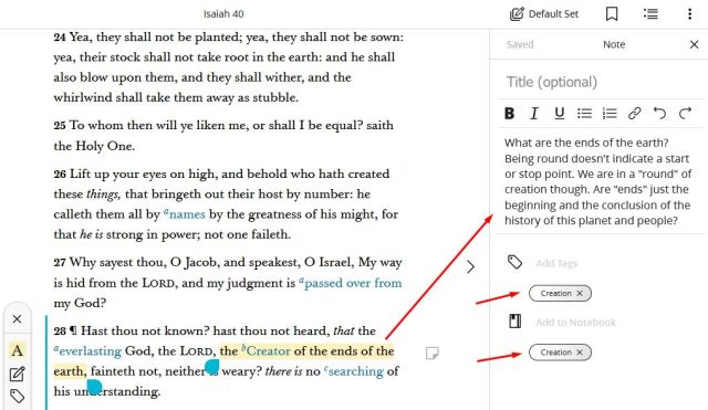Isaiah 40 verse and note