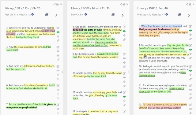Spiritual gifts comparison